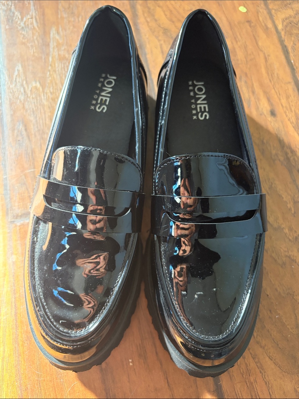 Jones New York Men's Glossy Black Patent Penny Loafers